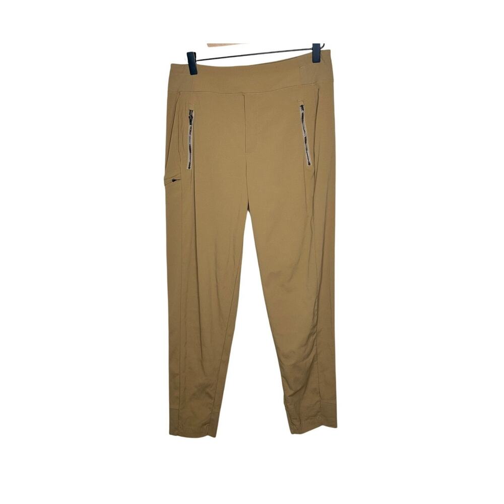 Athleta Trekkie North Jogger Pants Womens 6 Tan Khaki High Rise Zip Pockets EUC